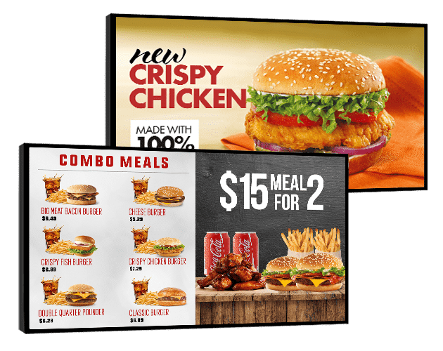 Restaurant digital menu display panels